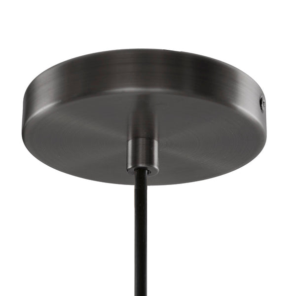 English Elm Auburn Bell Shaped Glass Pendant Light with Black Iron Finish, Industrial Vaulted Ceiling Accent, 1-Bulb B03597664