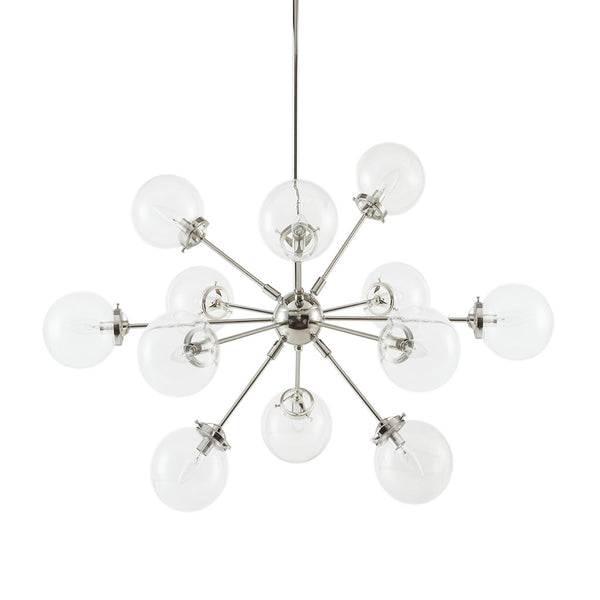 English Elm Paige Modern 12-Light Silver Chandelier with Oversized Clear Globe Shades, Adjustable Height, 39.5" Dia B03596549