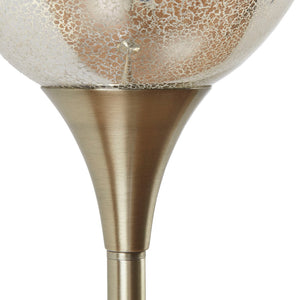 English Elm Uplight Bellow Floor Lamp with Mercury Glass Shade by Hampton Hill — Antique Brass, Slim 67"H Accent Light B03595709