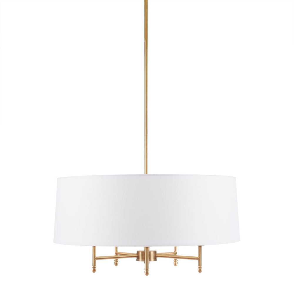 English Elm 5-Light Presidio White Tapered Drum Shade Chandelier, Plated Brass Finish, Adjustable Tilted Shade Elegance B03599265
