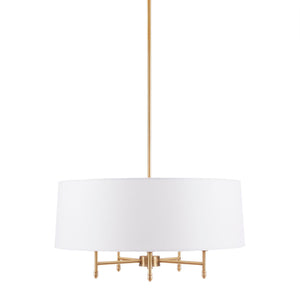 English Elm 5-Light Presidio White Tapered Drum Shade Chandelier, Plated Brass Finish, Adjustable Tilted Shade Elegance B03599265