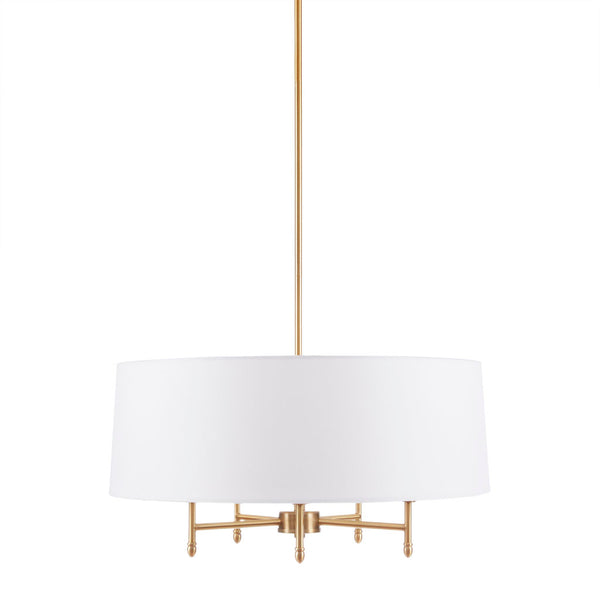 English Elm 5-Light Presidio White Tapered Drum Shade Chandelier, Plated Brass Finish, Adjustable Tilted Shade Elegance B03599265