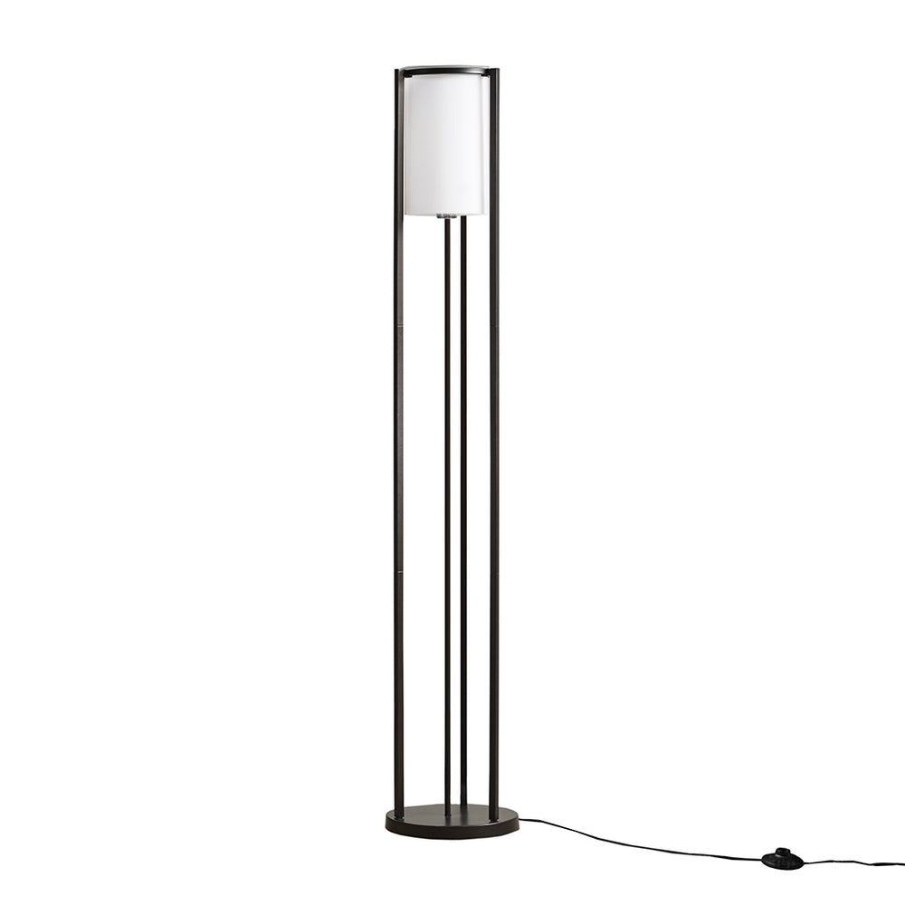 English Elm Metal Floor Lamp Charlton Matte Black 63" with Frosted Glass Cylinder Shade, Slim Minimalist Lighting Stand B03599405