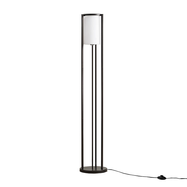English Elm Metal Floor Lamp Charlton Matte Black 63" with Frosted Glass Cylinder Shade, Slim Minimalist Lighting Stand B03599405