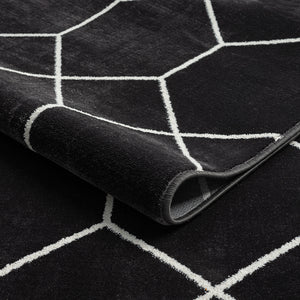 English Elm Trellis Averie Black Cream Geometric Woven Area Rug - Turkish 8x10, Medium Pile, Stain & Fade Resistant, OEKO-TEX Certified B03598017