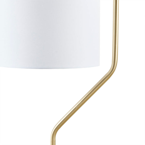 English Elm Angular Hampton Hill Aster Arched Metal Floor Lamp with Linen Drum Shade, Gold Base, Soft Warm Glow B03595708
