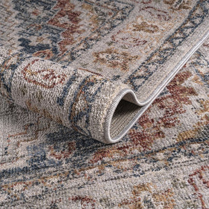English Elm Vintage Medallion Woven Area Rug by Madison Park — Blue & Orange Vintage Medallion, Soft Pile, OEKO-TEX Safe B03598002