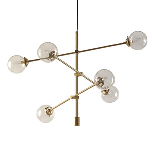 English Elm Cyrus 6-Globe Architectural Metal Chandelier, Adjustable 44.5"–106"H Modern Gold/Bronze/Silver Lighting Elegance B03596548