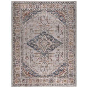 English Elm Vintage Medallion Woven Area Rug by Madison Park — Blue & Orange Vintage Medallion, Soft Pile, OEKO-TEX Safe B03598002