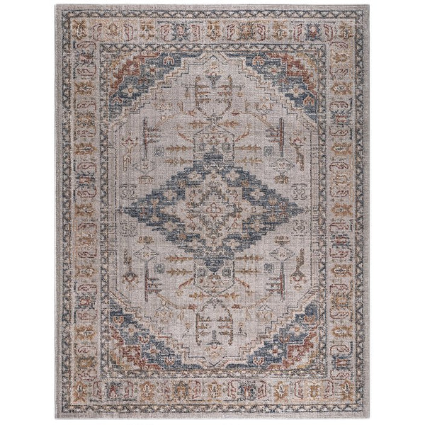 English Elm Vintage Medallion Woven Area Rug by Madison Park — Blue & Orange Vintage Medallion, Soft Pile, OEKO-TEX Safe B03598002