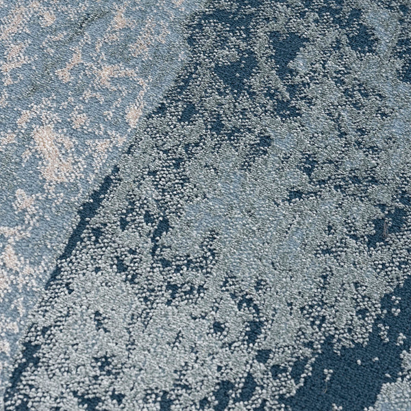 English Elm Abstract Grace Abstract Wave Area Rug - Modern Blue Cut-Pile 5x7, Non-Slip Latex Backing, Durable Machine-Woven B03597940