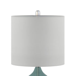 English Elm Curved Glass Gourd Table Lamp Set Sculptural Bedside Lighting with Drum Shade B03594971