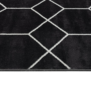 English Elm Trellis Averie Black Cream Geometric Woven Area Rug - Turkish 8x10, Medium Pile, Stain & Fade Resistant, OEKO-TEX Certified B03598017