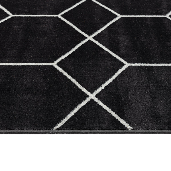 English Elm Trellis Averie Black Cream Geometric Woven Area Rug - Turkish 8x10, Medium Pile, Stain & Fade Resistant, OEKO-TEX Certified B03598017
