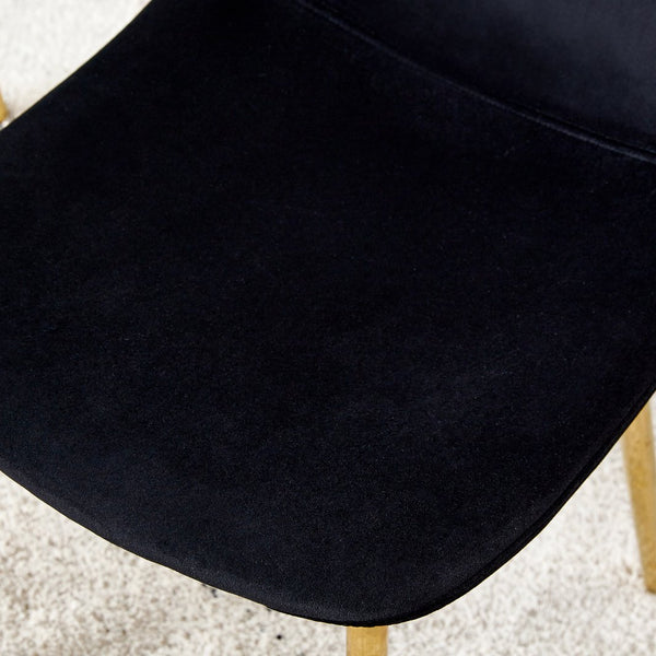 English Elm Dining Chairs Set of 4 Black Velvet Mid-Century Spoon-Shaped Side Chairs with Gold Metal Legs, Cushioned Comfort and Easy Assembly W115173229