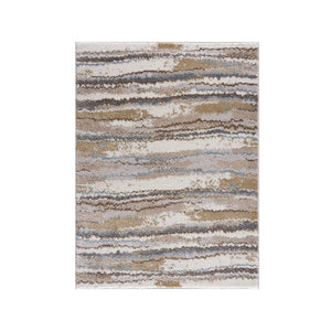 English Elm Watercolor Cozy Shag Area Rug with Abstract Stripe Watercolor Design, Plush High-Pile, Nonslip Backing Blue+Tan 78.74 L x 6.69 W x 6.69 H B03597963