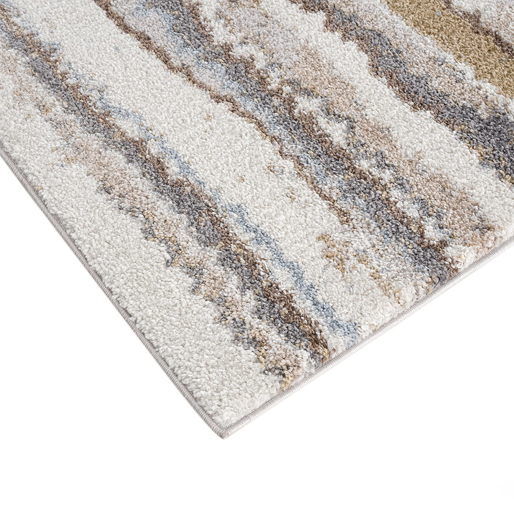 English Elm Watercolor Cozy Shag Area Rug with Abstract Stripe Watercolor Design, Plush High-Pile, Nonslip Backing Blue+Tan 62.99 L x 5.12 W x 5.12 H B03597962