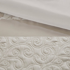 English Elm Embroidered 8-Piece Comforter Set For Cal King - Luxurious Neutral Tones With Quilted Elegance B03594911