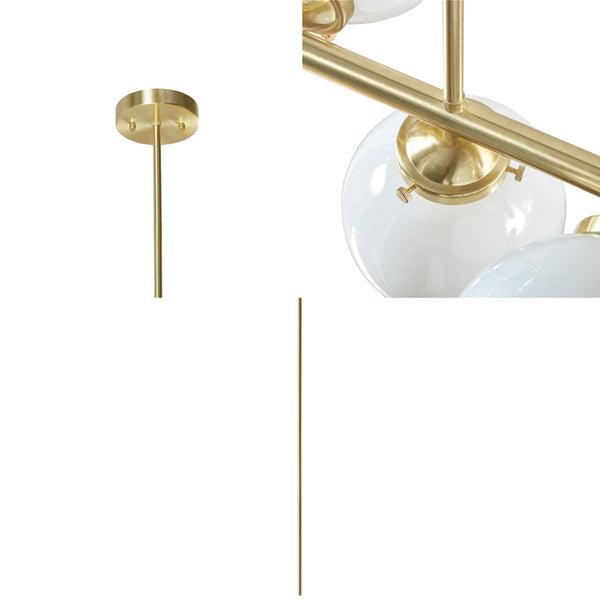 English Elm 3-Light INK+IVY Aurelia Brass Gold Chandelier with Frosted Glass Globes, Adjustable Height, Dimmable, 16" Wide B03596565