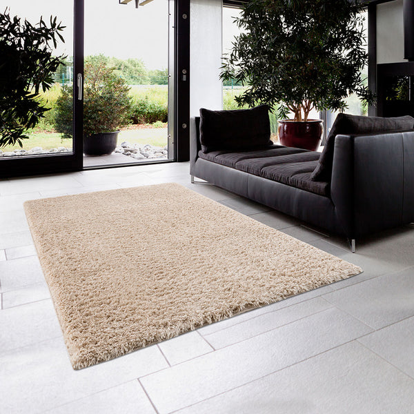 English Elm Super Plush Polyester Shag Area Rug with High Pile, Non-Slip Latex Backing, Easy Vacuum Care, Chic Texture Cream 78.74 L x 6.69 W x 6.69 H B03597946