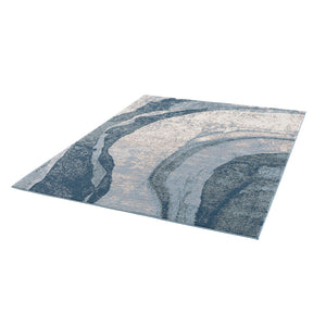 English Elm Abstract Grace Wave Area Rug 8x10 – Modern Blue Abstract Pattern, Soft Medium Pile, Nonslip Backing, Durable B03597941