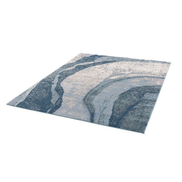 English Elm Abstract Grace Wave Area Rug 8x10 – Modern Blue Abstract Pattern, Soft Medium Pile, Nonslip Backing, Durable B03597941