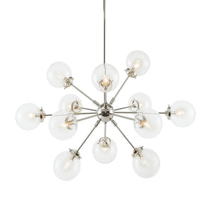 English Elm Paige Modern 12-Light Silver Chandelier with Oversized Clear Globe Shades, Adjustable Height, 39.5" Dia B03596549