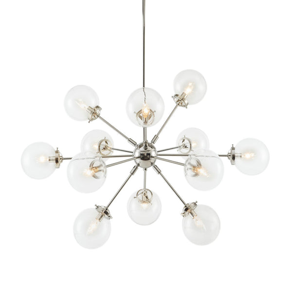 English Elm Paige Modern 12-Light Silver Chandelier with Oversized Clear Globe Shades, Adjustable Height, 39.5" Dia B03596549