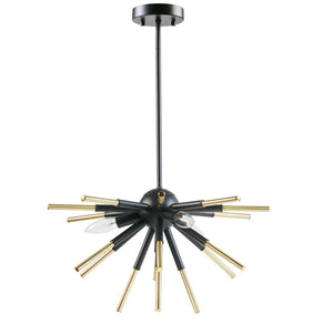 English Elm 3-Light Ely Spiked Chandelier by INK+IVY — Matte Black & Gold Geometric Modern Farmhouse Lighting, Dimmable B03596559