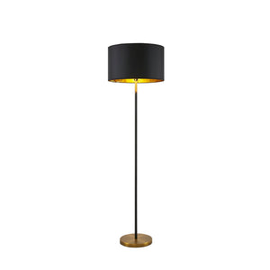 English Elm Metal Floor Lamp Martha Stewart Hunts – Black Stem, Gold Base & Metallic Shade Interior, 59"H Stylish Lighting B03599403