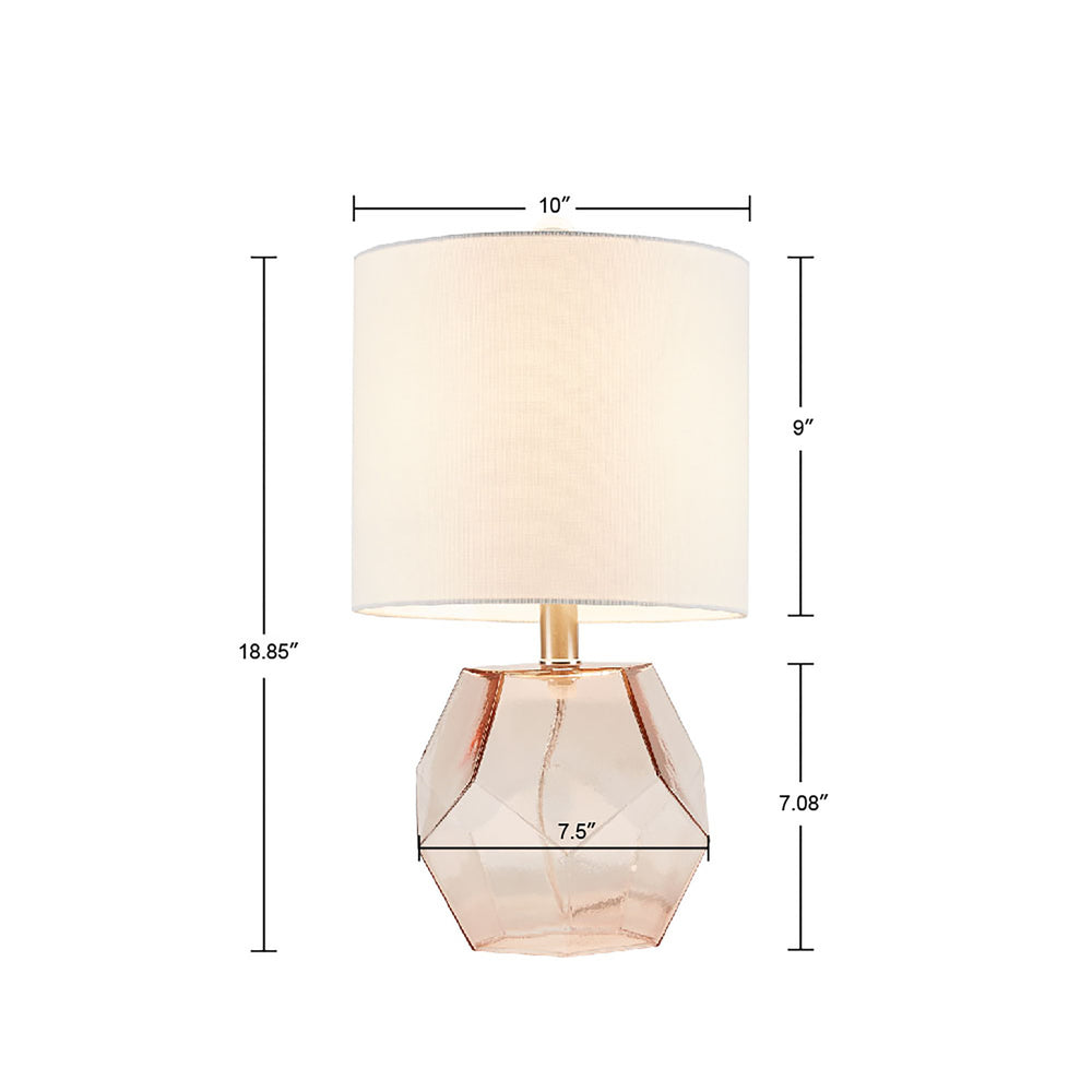 English Elm Bella Geometric Glass Table Lamp with Pink Glass Base & White Drum Shade, 60" Cord, 2-Year Warranty B03597669