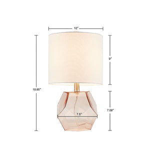 English Elm Bella Geometric Glass Table Lamp with Pink Glass Base & White Drum Shade, 60" Cord, 2-Year Warranty B03597669
