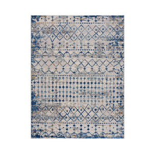 English Elm Moroccan Woven Area Rug with Soft Pile, Stain & Fade Resistant, OEKO‑TEX Certified Comfort Blue+Cream 62.99 L x 5.12 W x 5.12 H B03597953