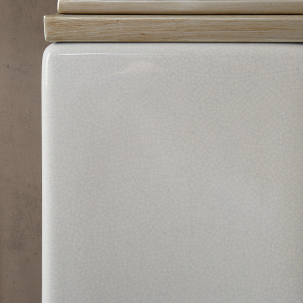 English Elm Rectangular Colette Ceramic Table Lamp with Antique Silver Base, Off-White Cotton Shade & Grey Trim, 29.5" B03599269