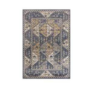 English Elm Tiled Madison Park Dakota Tile Border Area Rug 8x10 Blue Cream Geometric Non-Slip Polypropylene B03597937