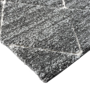 English Elm Talas Sophie Shag Area Rug 5x7 Grey Cream Diamond Trellis High Pile Plush, Non-Slip, OEKO-TEX Certified B03597989