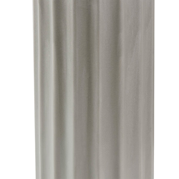 English Elm Ribbed Ceramic Table Lamp Glendale Grey Finish with White Linen Shade, 27"H Modern Fluted Design B03599400