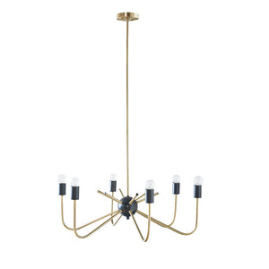 English Elm 6-Light Hampton Hill Alexis Two-Tone Antique Brass & Black Metal Chandelier, 28" Modern Dining Fixture B03595697
