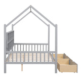 Hearth and Haven Wooden Full Size House Bed with 2 Drawers, Kids Bed with Storage Shelf(Expected Arrival Time: 5.15) WF301459AAE
