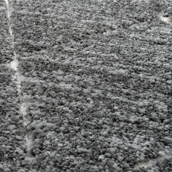 English Elm Talas Sophie Shag Area Rug 5x7 Grey Cream Diamond Trellis High Pile Plush, Non-Slip, OEKO-TEX Certified B03597989