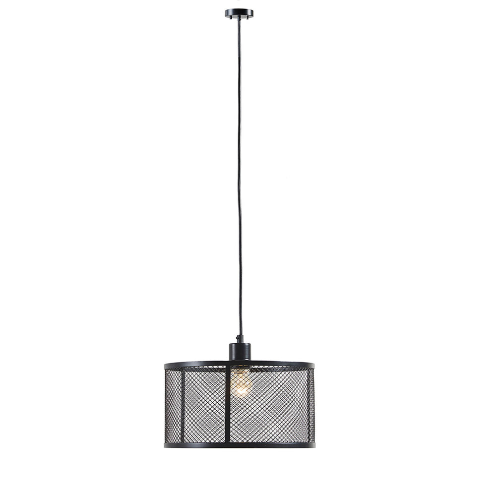 English Elm Metal Mesh Pendant INK+IVY Jaxson Industrial Black Cage Drum Light, 76" Hanging Single Fixture, Modern Illuminate B03596562