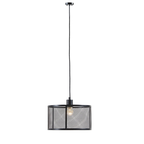 English Elm Metal Mesh Pendant INK+IVY Jaxson Industrial Black Cage Drum Light, 76" Hanging Single Fixture, Modern Illuminate B03596562