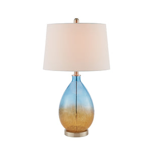 English Elm Cortina Ombre Glass Table Lamp Set of 2 – Blue Glass Bases, White Tapered Shades, Modern Accent Lighting, Includes Bulbs & 2-Year Warranty B03594978