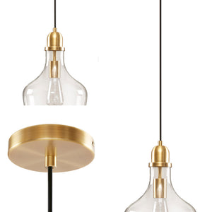 English Elm Auburn Bell Shaped Glass Pendant Light with Gold Metal Finish, Industrial Clear Shade, Vaulted Mountable B03597663