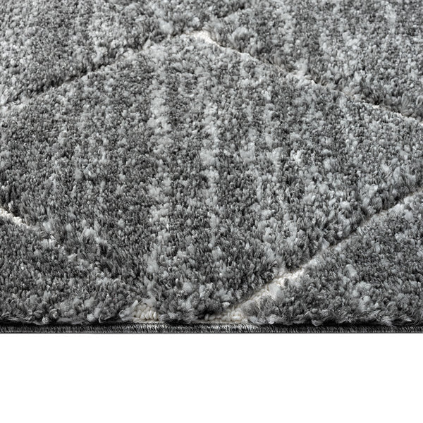 English Elm Talas Sophie Shag Area Rug 5x7 Grey Cream Diamond Trellis High Pile Plush, Non-Slip, OEKO-TEX Certified B03597989