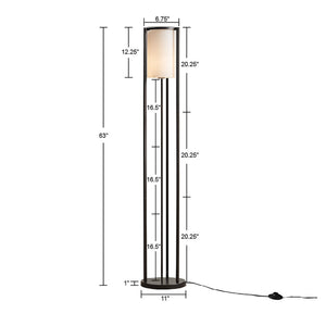 English Elm Metal Floor Lamp Charlton Matte Black 63" with Frosted Glass Cylinder Shade, Slim Minimalist Lighting Stand B03599405