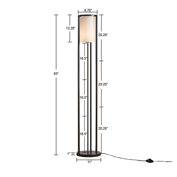 English Elm Metal Floor Lamp Charlton Matte Black 63" with Frosted Glass Cylinder Shade, Slim Minimalist Lighting Stand B03599405