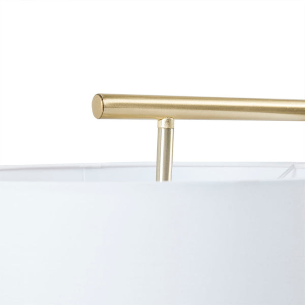 English Elm Angular Hampton Hill Aster Arched Metal Floor Lamp with Linen Drum Shade, Gold Base, Soft Warm Glow B03595708