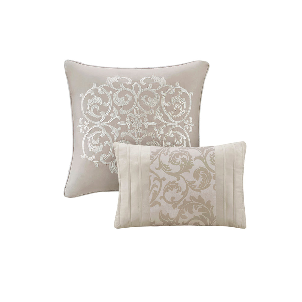 English Elm Embroidered 8-Piece King Comforter Set - Neutral Tones, Ultra-Soft Microfiber, Elegant Design B03594910
