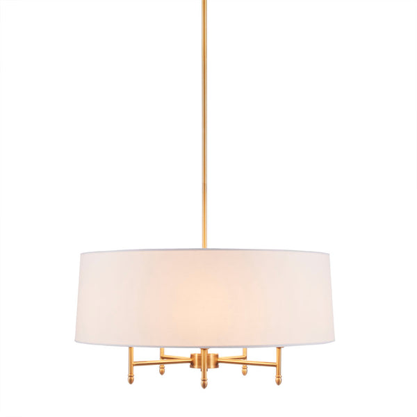 English Elm 5-Light Presidio White Tapered Drum Shade Chandelier, Plated Brass Finish, Adjustable Tilted Shade Elegance B03599265